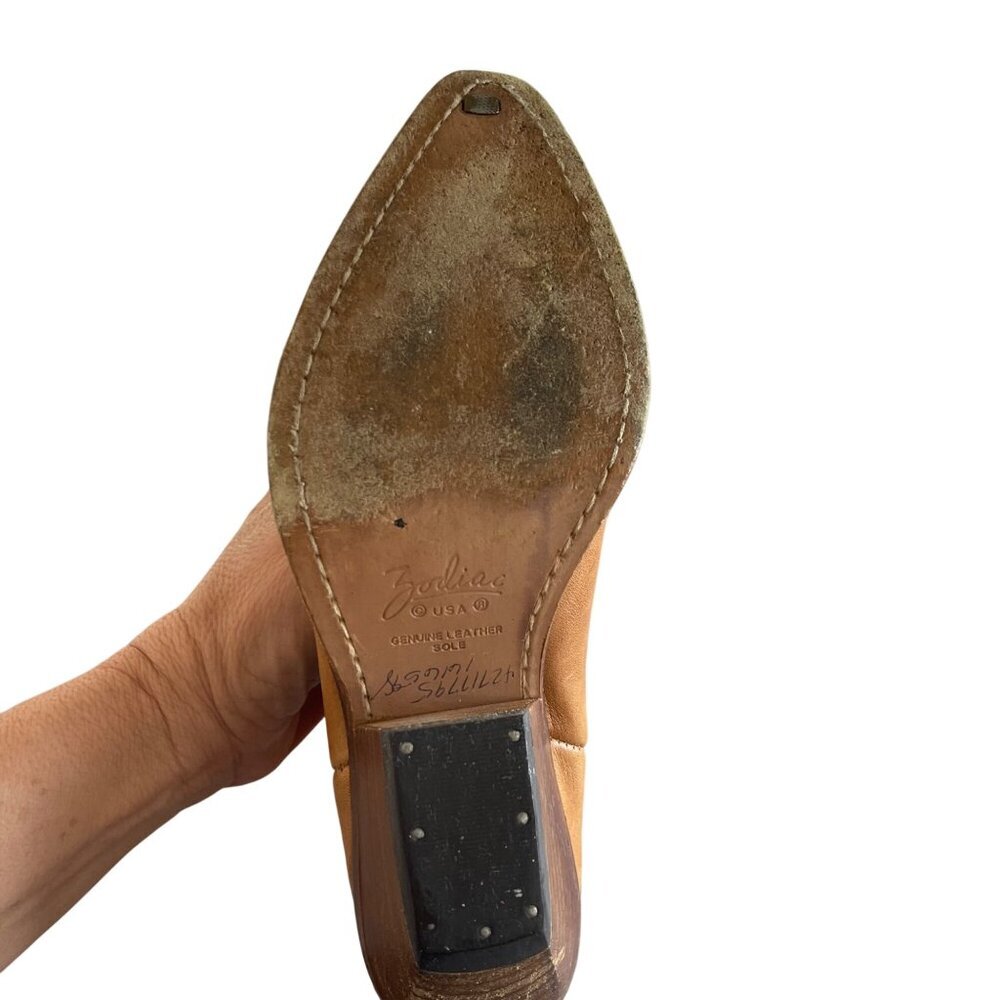 Zodiac Vintage Womens Boot Size 6 Tan Two Tone Embroidered Cowboy USA - Picture 11 of 13